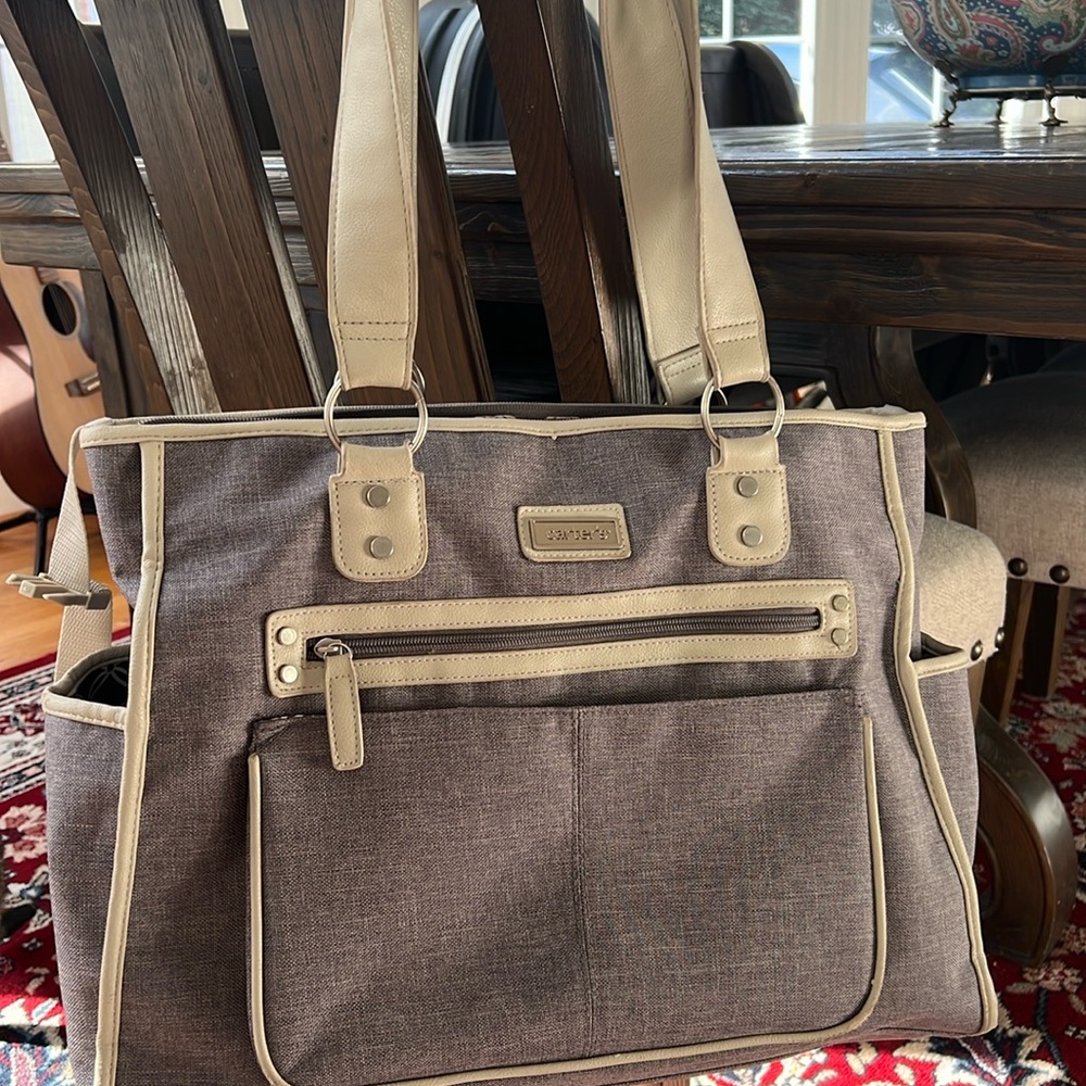 Carter’s blue gray zippered baby bag